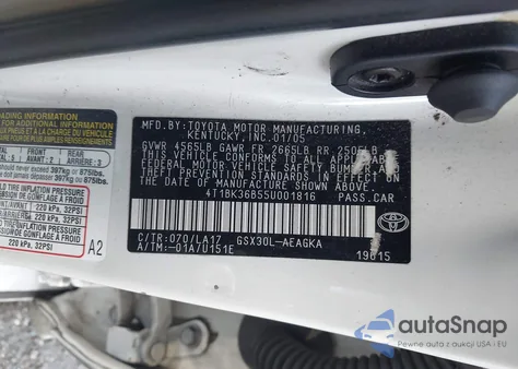 2005 Toyota Avalon Xls z USA, uszkodzony, nr VIN 4T1BK36B55U001816